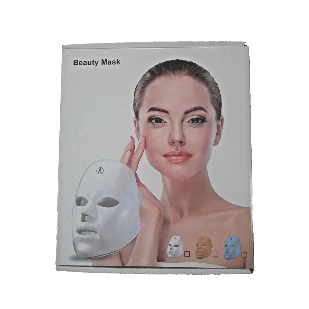 LED 7 Color Light Therapy Beauty Mask‎ Rechargeable Facial Skin Rejuvenation New